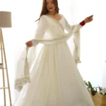 Pure Roman Silk Fully Flair Kali Pattern Anarkali Plain Gown
