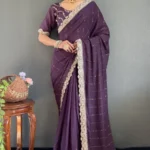 Star Georgette Silk Heavy Lace Swarovski Work Pre Draped Saree