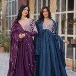 Star Georgette With Embroidery Beads Sequins Work Partywear Gown