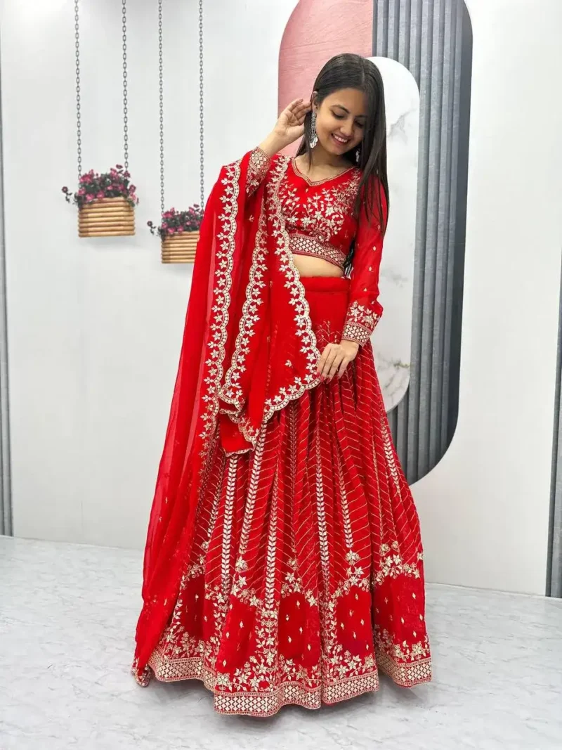 Party Wear Heavy Embroidery Sequence Work Stitched Lehenga Choli
