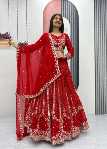 Party Wear Heavy Embroidery Sequence Work Stitched Lehenga Choli