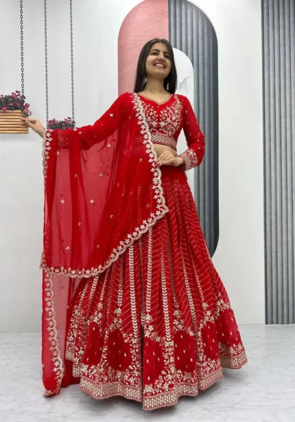 Party Wear Heavy Embroidery Sequence Work Stitched Lehenga Choli