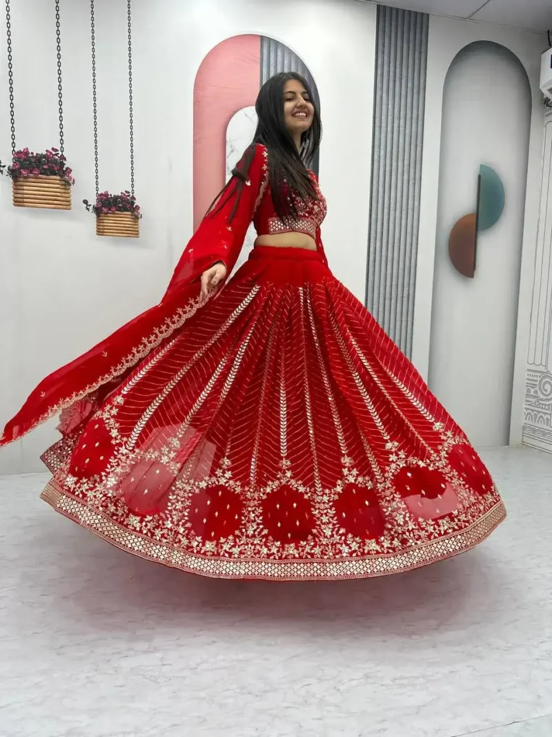 Party Wear Heavy Embroidery Sequence Work Stitched Lehenga Choli