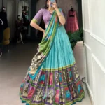 Tussar Silk Foil Work Kalamkari South Indian Pattu Lehenga Choli