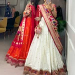 Weaving Zari Work Jacquard Silk Paithani Half Saree Lehenga