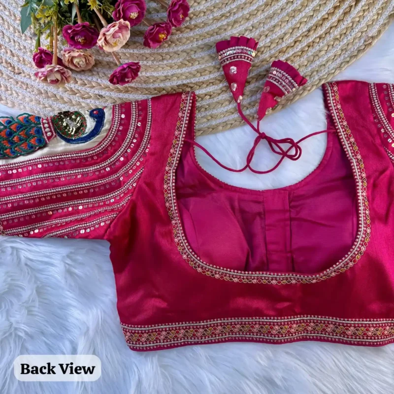 Wedding Special Real 3d Peacock Heavy Embroidery Work Bridal Blouse