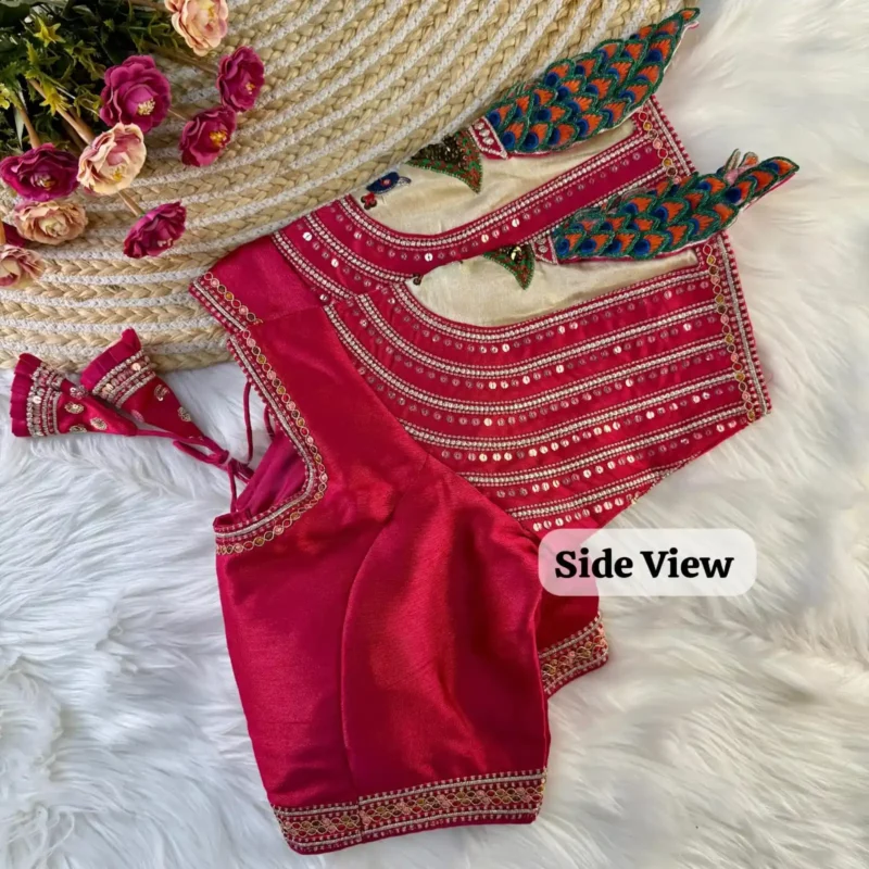 Wedding Special Real 3d Peacock Heavy Embroidery Work Bridal Blouse