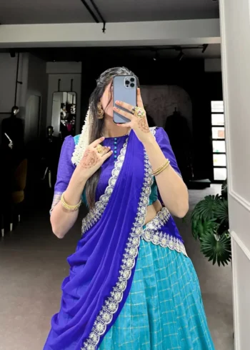 Zari Chex With Zari Weaving Work South Indian Pattu Lehenga Choli
