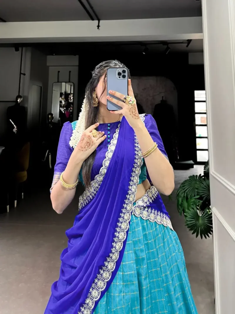 Zari Chex With Zari Weaving Work South Indian Pattu Lehenga Choli
