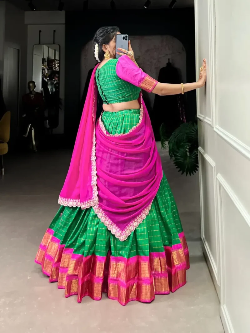 Zari Chex With Zari Weaving Work South Indian Pattu Lehenga Choli