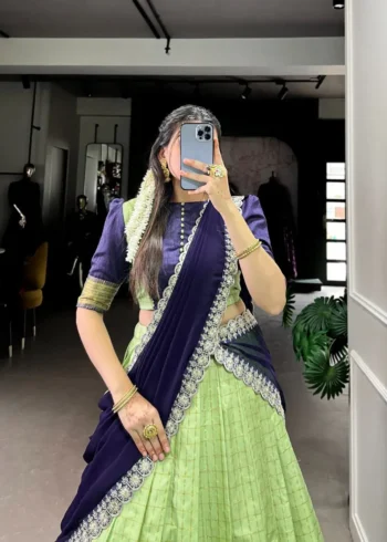 Zari Chex With Zari Weaving Work South Indian Pattu Lehenga Choli