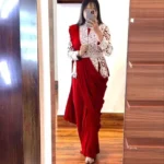 Embroidery Coding Work Ready to Wear Saree With Full Koti and Fancy Belt