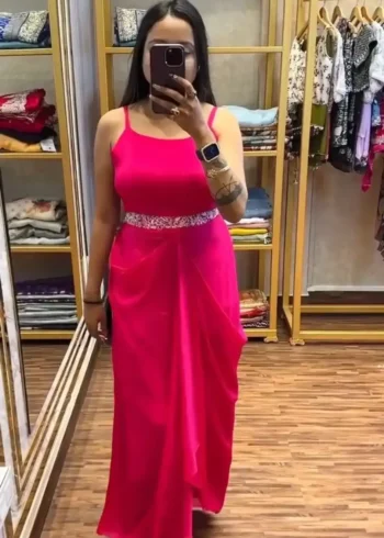 Heavy Chinon Party Wear Embroidered Koti With Lehenga and Belt