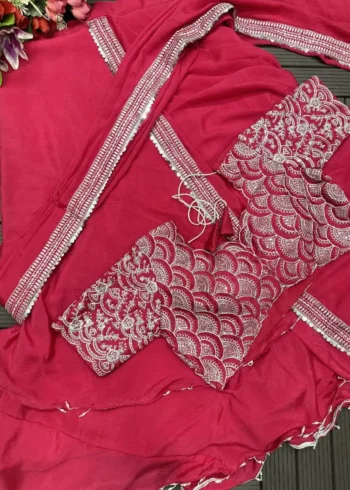 Heavy Georgette Party Wear Koti With Dhoti Style Sharara