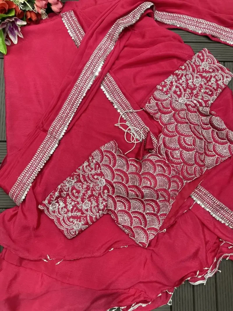 Heavy Georgette Party Wear Koti With Dhoti Style Sharara