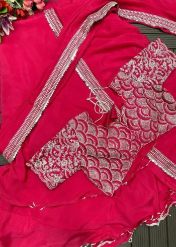 Heavy Georgette Party Wear Koti With Dhoti Style Sharara