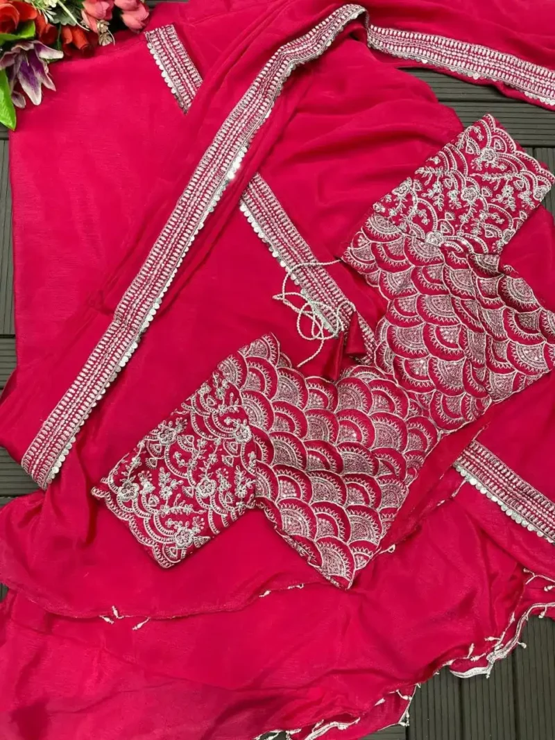 Heavy Georgette Party Wear Koti With Dhoti Style Sharara