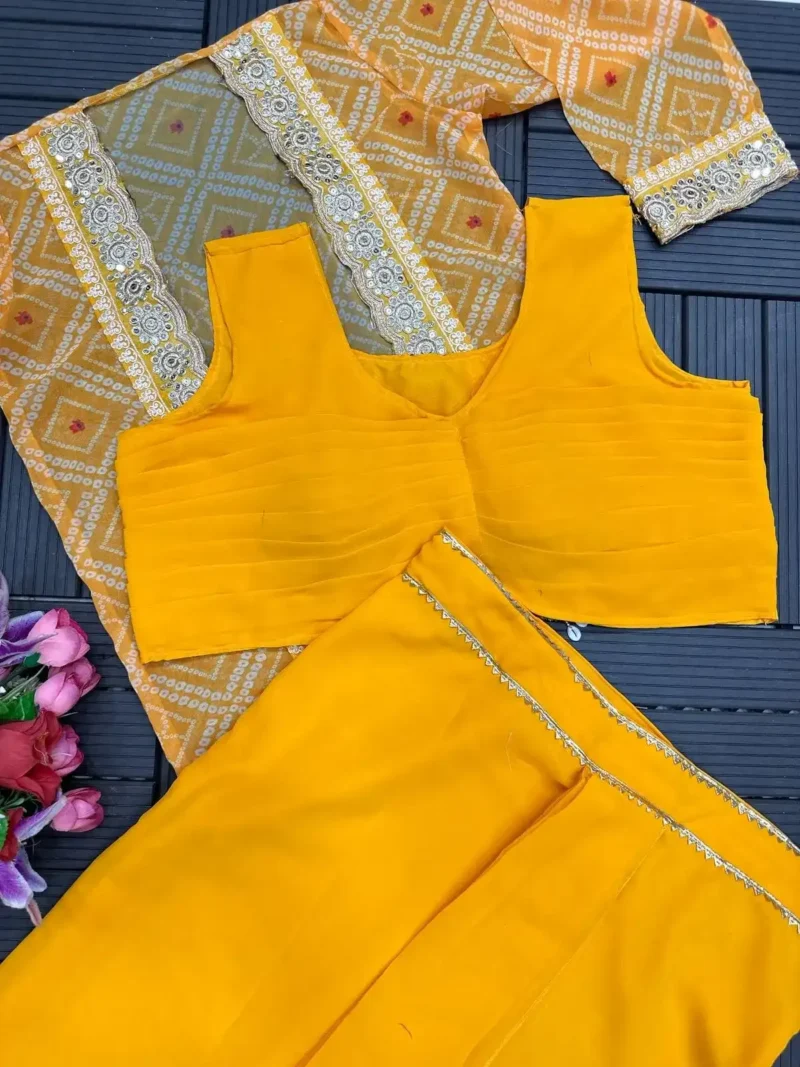 Heavy Georgette Party Wear Koti With Dhoti Style Sharara