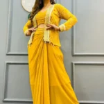 Heavy Georgette Party Wear Koti With Dhoti Style Sharara