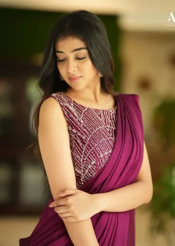Maroon Color Designer Indo Western Party Wear Designer Stitched Gown Saree
