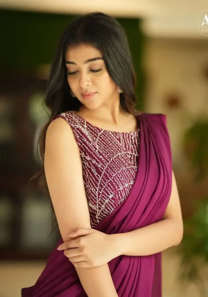 Maroon Color Designer Indo Western Party Wear Designer Stitched Gown Saree