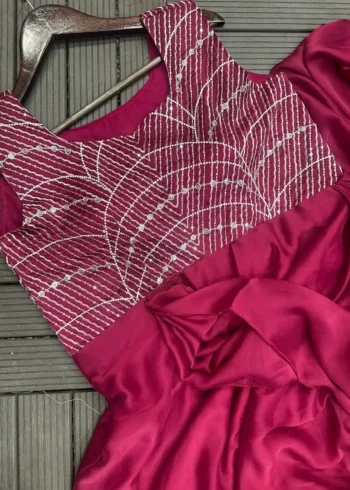 Maroon Color Designer Indo Western Party Wear Designer Stitched Gown Saree