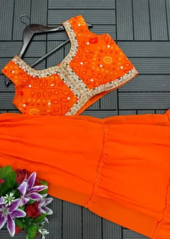 Super Trending Party Wear Georgette Shrug With Lehenga