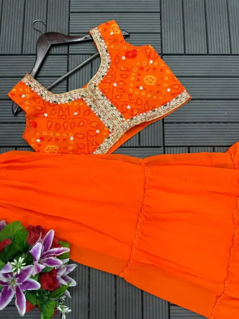 Super Trending Party Wear Georgette Shrug With Lehenga