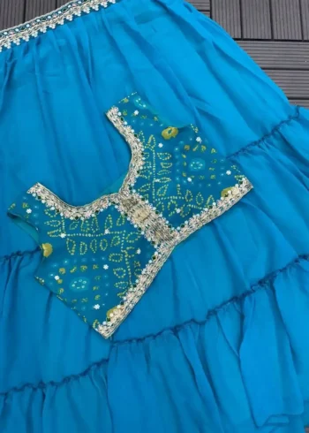 Super Trending Party Wear Georgette Shrug With Lehenga