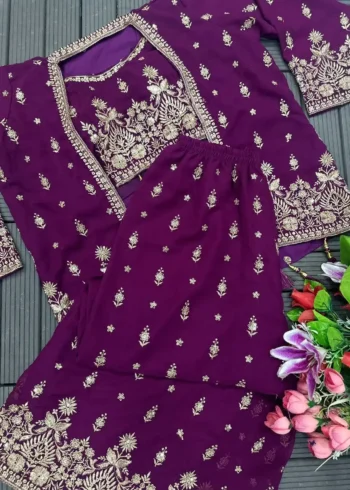 Wine Color Designer Indo Western Party Wear Shrug With Palazzo