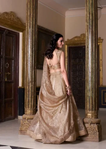 Chiku Gold Crush Wedding Bridesmaid Designer Lehenga