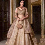 Chiku Gold Crush Wedding Bridesmaid Designer Lehenga