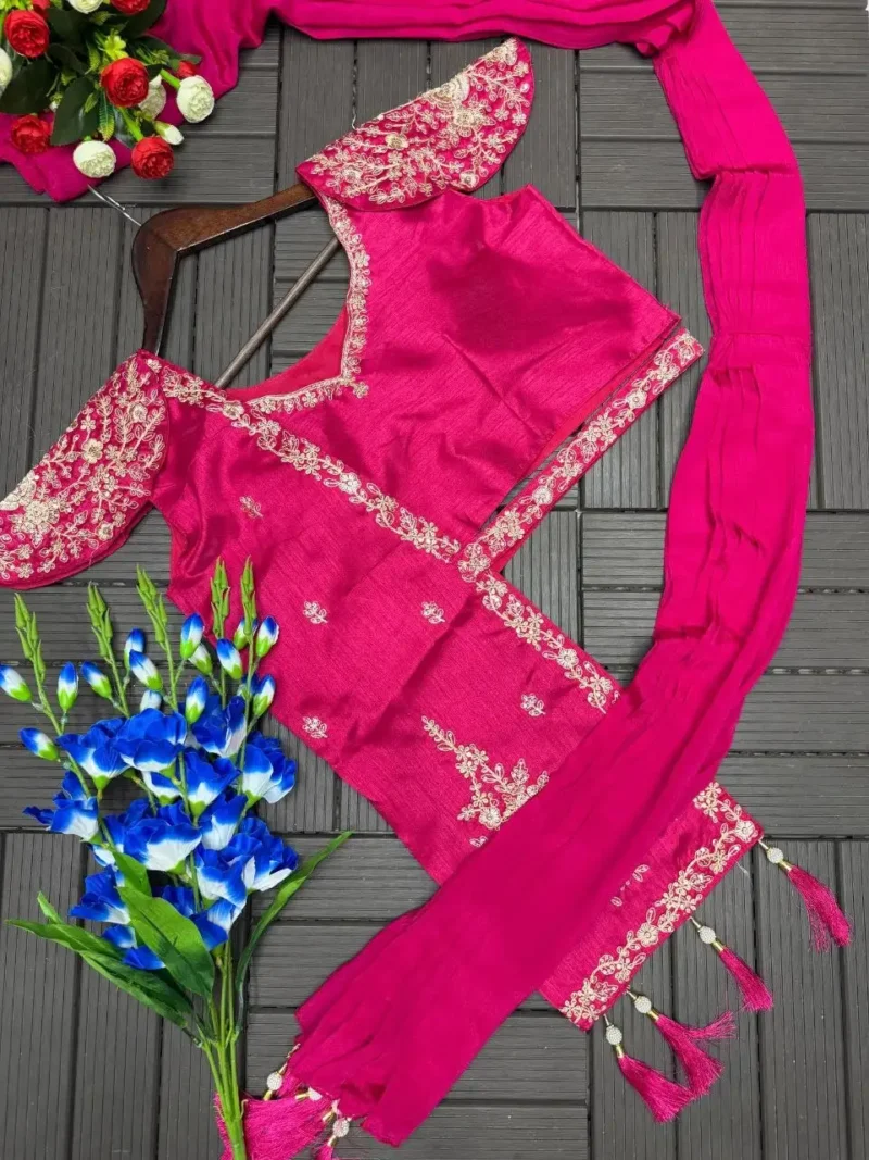 Designer Indowestern Embroidered Pink Wedding Lehenga With Jacket Blouse