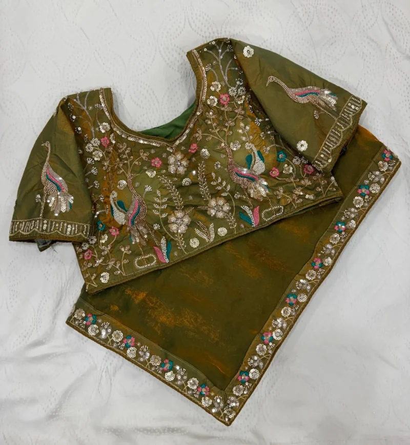 Designer Party Wear Embroidered Lace Saree With Stitched Blouse