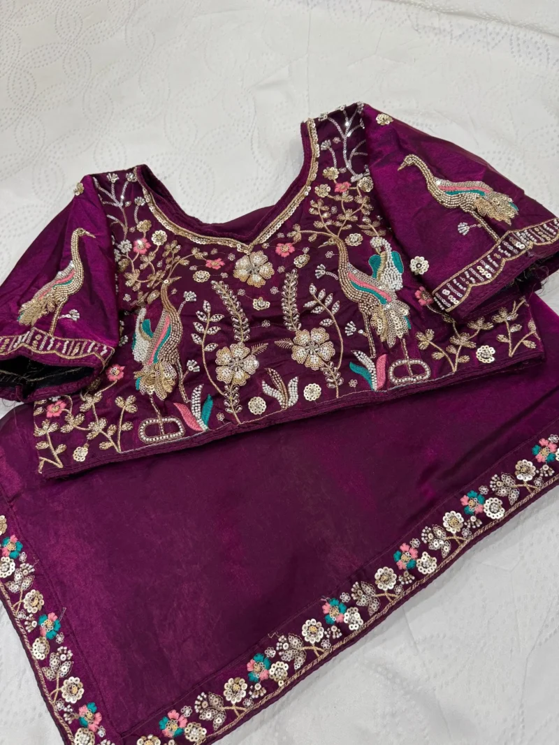 Designer Party Wear Embroidered Lace Saree With Stitched Blouse