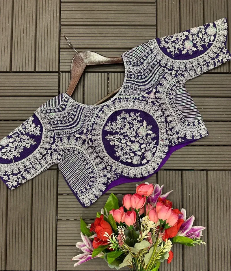 Purple Designer Party Wear Lehenga Saree With Stitched Blouse & Belt