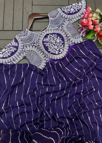 Designer Party Wear Lehenga Saree With Stitched Blouse & Belt