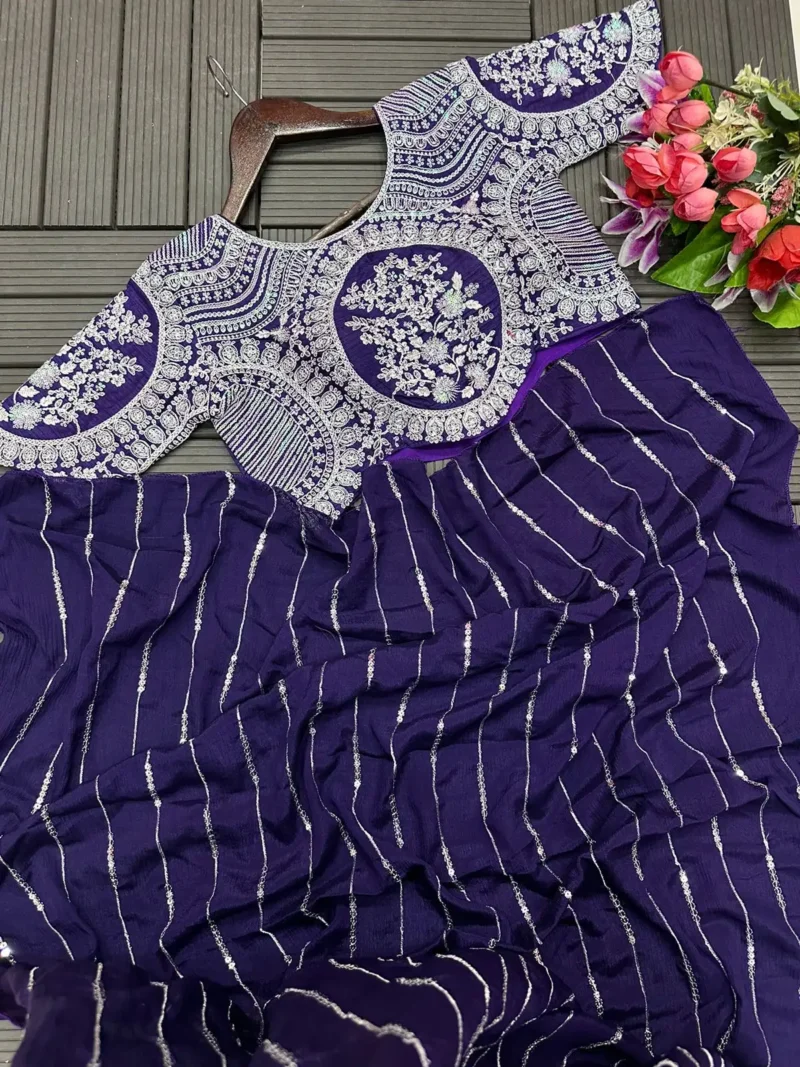 Designer Party Wear Lehenga Saree With Stitched Blouse & Belt