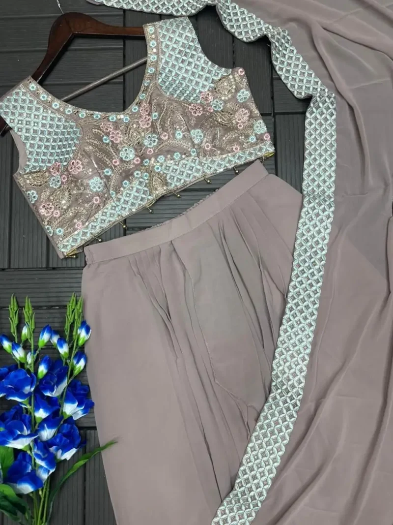 Georgette Pastel Colours Indowestern Party Wear Sharara With Shrug