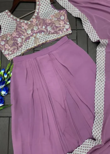 Georgette Pastel Colours Indowestern Party Wear Sharara With Shrug