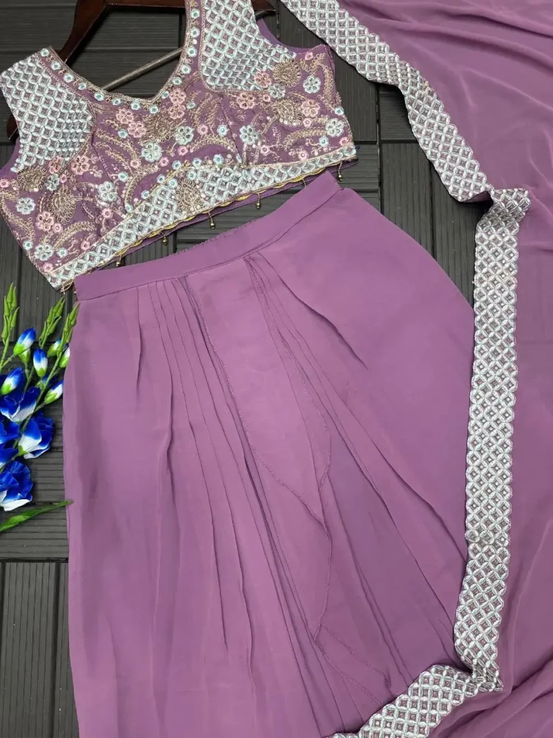 Georgette Pastel Colours Indowestern Party Wear Sharara With Shrug