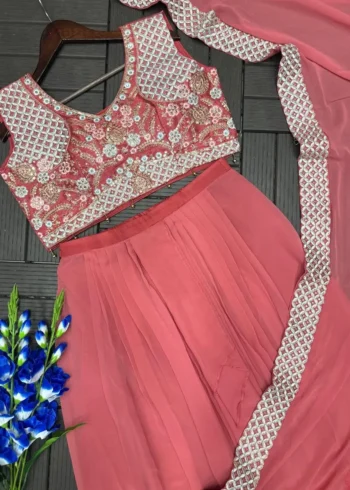 Georgette Pastel Colours Indowestern Party Wear Sharara With Shrug