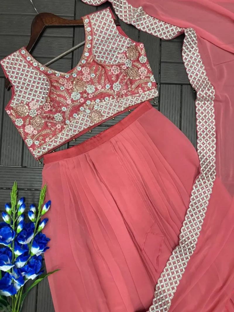 Georgette Pastel Colours Indowestern Party Wear Sharara With Shrug