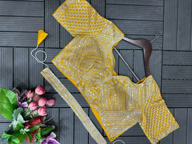 Heavy Chinon Party Wear Embroidered Ready Saree With Stitched Blouse