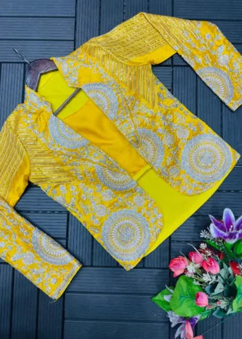 Indowestern Designer Embroidered Stitched Saree With Koti