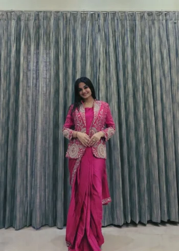 Indowestern Designer Embroidered Stitched Saree With Koti