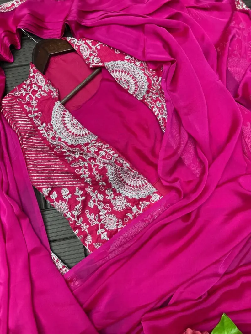 Indowestern Designer Embroidered Stitched Saree With Koti