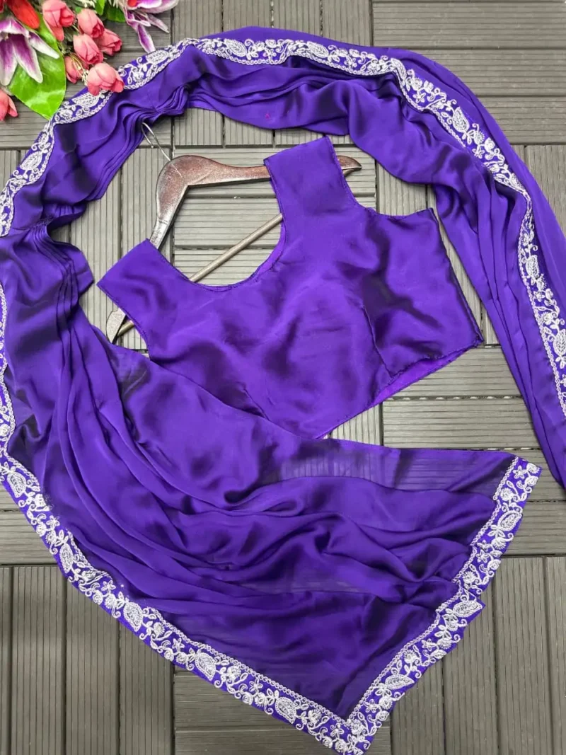 Indowestern Designer Embroidered Stitched Saree With Koti