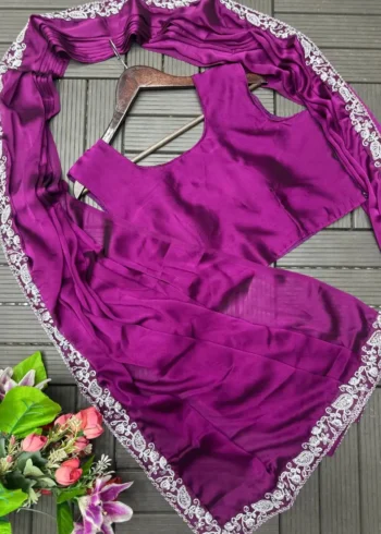 Indowestern Designer Embroidered Stitched Saree With Koti