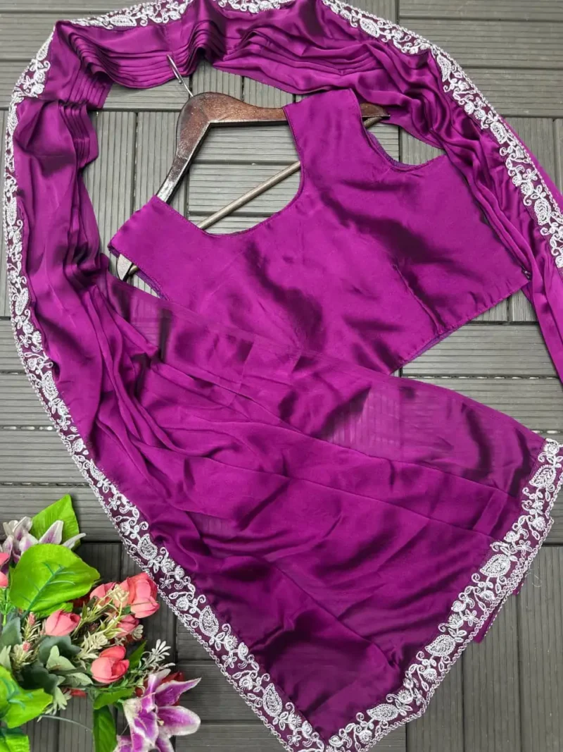 Indowestern Designer Embroidered Stitched Saree With Koti